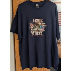 ☀️Men's 2XL AGS Ideas Fish & Beer Tee